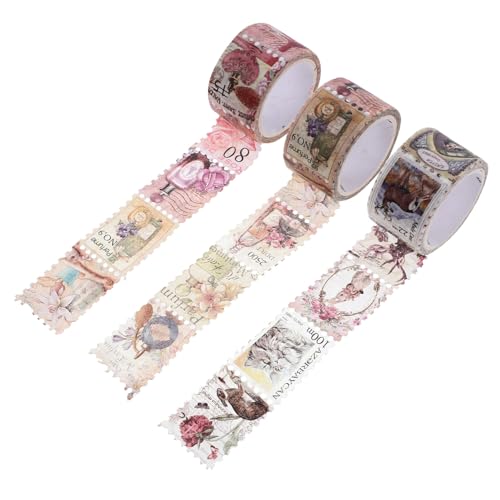 ORFOFE 3 Rollen Retro Washi Tape Vintage Briefmarken Dekorative Sticker für Journal Scrapbook Planner DIY Notizbuch Deko Leicht Klebbar Portable von ORFOFE
