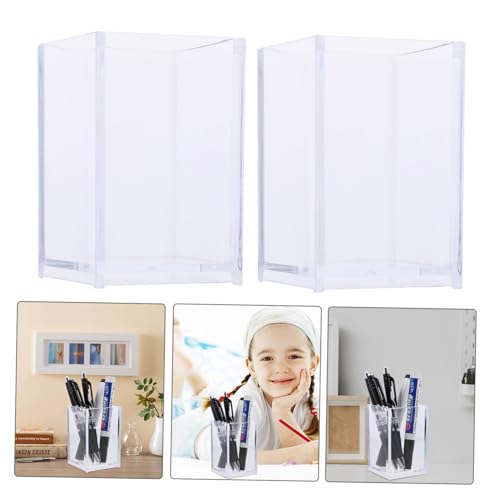 ORFOFE 3 Stück Transparente Acryl Aufbewahrungsboxen als Stiftehalter Vase und Kerzenhalter Runde Desktop Organizer mit Glatten Kanten Staubdicht und Vielseitig für Büro und Zuhause von ORFOFE