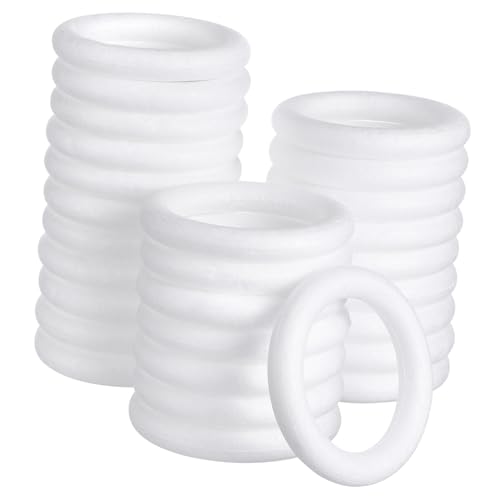 ORFOFE 30 Stück Teiliges DIY Schaumstoffringe Sichere Runde Bastelringe für Vielseitige DIY Partydeko und Kranzherstellung Glatte Oberfläche für Kreative Kunstprojekte von ORFOFE