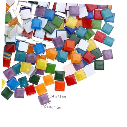 ORFOFE 360 Stück Bunte Kristall glas Mosaikfliesen Quadratische Glasmosaik Steine für DIY Bastelset Heimdekoration Kratzfest Umweltfreundlich Kreative Handwerkskunst von ORFOFE