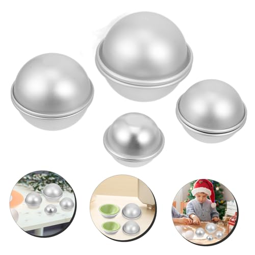 ORFOFE 4 Paare Halbkreis Backform aus Aluminiumlegierung Halbrunde Kugelform Wiederverwendbar Langlebig für DIY Seifenherstellung und Kuchen Teiliges für Handwerk und Backzubehör von ORFOFE