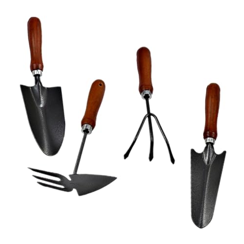 ORFOFE 4 Stück Teiliges Gartenwerkzeug Set Mini Pflanzschaufel aus Dickem Lackiertem Eisen mit Holzgriff Robust und Langlebig zum Umpflanzen Jäten und Kultivieren für Gartenliebhaber von ORFOFE