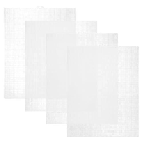 ORFOFE 4 Stück Teiliges Kunststoff Mesh Canvas Atmungsaktive Zuschneidbare Kunststoff Gitterfolie für DIY Bastelprojekte Beständig und Vielseitig für Stickerei Stricken und Häkeln von ORFOFE