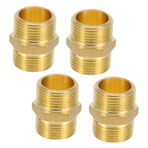 ORFOFE 4 Stück Teiliges Messing Rohrfitting Außengewinde Gewindefitting Kupfer Wasserrohr Kupplung Adapter Dicht Verbindungsstück für Heizungs und Warmwassersysteme Zuhause von ORFOFE