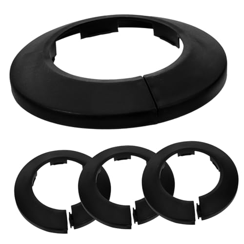 ORFOFE 4 Stück Teiliges PVC Rohrabdeckungsset Offen für Heizungsrohre Wasseranschlüsse und Wandöffnungen Langlebige Schwarze Flanschabdeckungen Einfach zu Montieren und Reinigen von ORFOFE