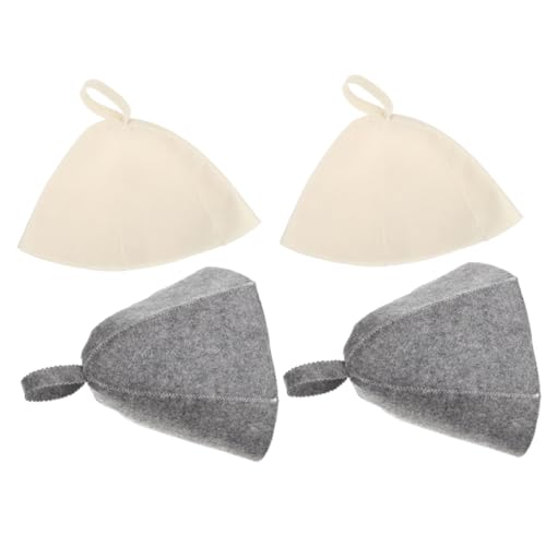 ORFOFE 4 Stück Teiliges Wiederverwendbare Leichte Filz Saunahüte in Weiß und Flexible Kopfbedeckungen für Sauna und Dampfbad Tragbar und Vielseitig für Damen und Herren von ORFOFE