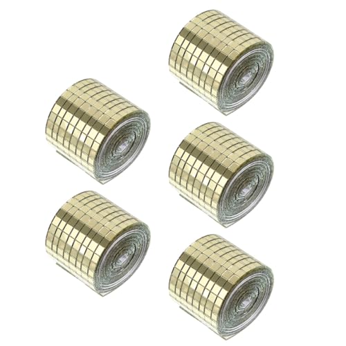 ORFOFE 5 Rollen Selbstklebende Mosaik Wandaufkleber DIY Glas Spiegel Fliesen Aufkleber Goldfarben für Wohnraum Dekoration und Kreative Wandgestaltung von ORFOFE
