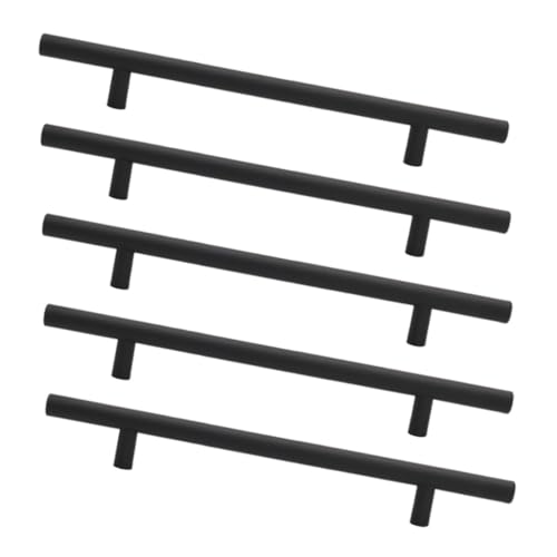 ORFOFE 5 Stück Edelstahl Möbelgriffe Schwarz schwarze Schrankgriffe Rostfrei für Küchen Wohn Badezimmerschränke Einfache Montage Geeignet für Türen Kommoden und Kleiderschränke von ORFOFE