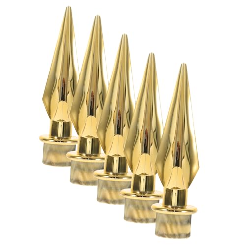 ORFOFE 5 Stück Fahnenmast Spitze Kunststoff Goldfarben Dekorativ Wetterfest Langlebig für Garten und Gemeinschaftsbereiche Robustes Design Vielseitig Einsetzbar Einfache Befestigung von ORFOFE