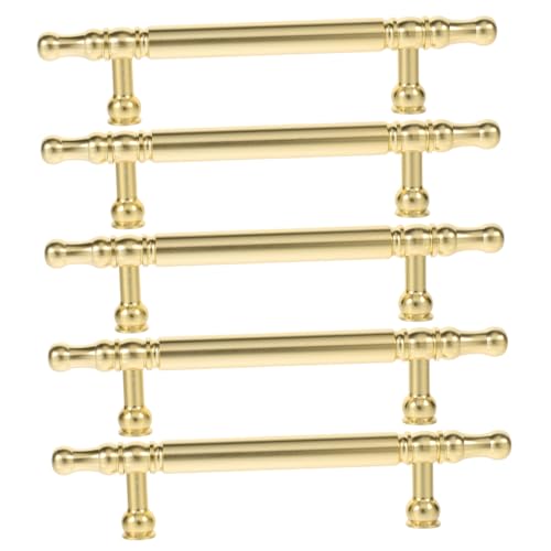 ORFOFE 5 Stück Möbelgriffe Goldfarbene Schrankgriffe aus Lochabstand Ergonomische Küchenschrankgriffe Praktische Möbelbeschläge für Kommode und Garderobe von ORFOFE