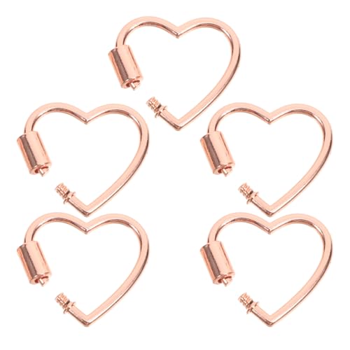 ORFOFE 5 Stück Schraubverschluss Schmuckverbinder aus Langlebiger Legierung Herzform Karabiner Verschlüsse für Armbänder Halsketten DIY Schmuckherstellung Rosa Gold von ORFOFE