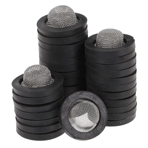 ORFOFE 50 Stück Teiliges Edelstahl mesh schlauchdichtungsring Verstärkter Dicker Gummidichtung O ring Auslaufsicherer Schlauchfilter für Gartenschlauch und Duschkopf von ORFOFE