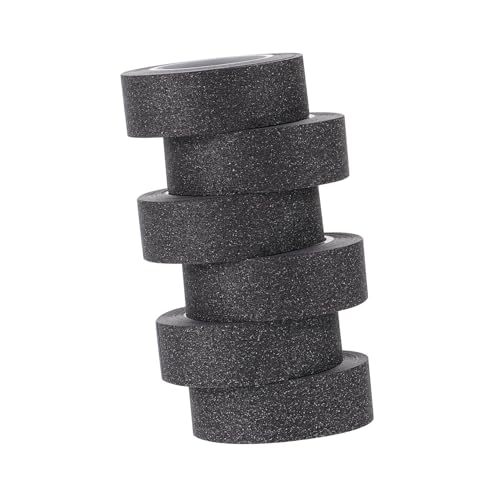 ORFOFE 6 Rollen DIY Bastelpapier Klebeband Schwarz Glitzer Washi Tape Lang Reißbar Langlebig Glitzerndes Dekorationsband für Scrapbooking Geschenkverpackung und Tagebuchgestaltung von ORFOFE