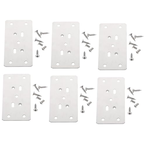 ORFOFE 6 Stück Edelstahl Scharnier Reparaturplatten mit Schrauben Stabile Möbel Fixierplatten für Küchenschrank Türen Rostfreie Montageplatten zur Schranktür Reparatur und von ORFOFE