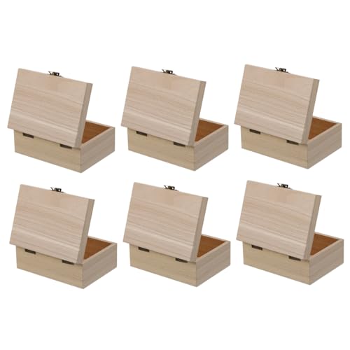 ORFOFE 6 Stück Teiliges Naturbelassene Holzboxen mit Schloss Stabile Aufbewahrungsboxen für Schmuck und Kosmetik Kleine Geschenkboxen aus Holz Platzsparende Diy-holzboxen ORFOFE 6 Stück Teiliges Naturbelassene Holzboxen mit Schloss Stabile Aufbewahrungsboxen für Schmuck und Kosmetik Kleine Geschenkboxen aus Holz Platzsparende Diy-holzboxen von ORFOFE