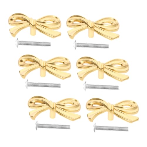 ORFOFE 6 Stück Teiliges Vintage Messinggriffe Schrankknöpfe mit Schleifenform Ergonomisch für Kommode Küchenschränke Schlafzimmer Wohnzimmer Vielseitige Möbelgriffe von ORFOFE