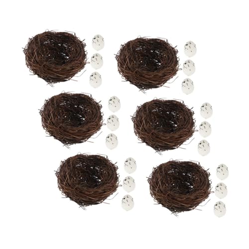 ORFOFE 6Er-Set Künstliches Vogelnest aus Rattan Realistischen Künstlichen Eiern Wetterfestes Deko Nest für Garten Terrasse und Innenbereich Handgefertigte Frühlings- und Naturdekoration ORFOFE 6Er-Set Künstliches Vogelnest aus Rattan Realistischen Künstlichen Eiern Wetterfestes Deko Nest für Garten Terrasse und Innenbereich Handgefertigte Frühlings- und Naturdekoration von ORFOFE
