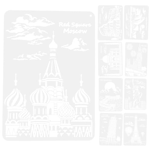 ORFOFE 9 Blätter Teiliges Landschafts schablonen Robustem Pet Wiederverwendbare Vorlagen für Wand DIY bastelprojekte Präzise Designs für Kreative Malerei und Airbrush Leicht und von ORFOFE