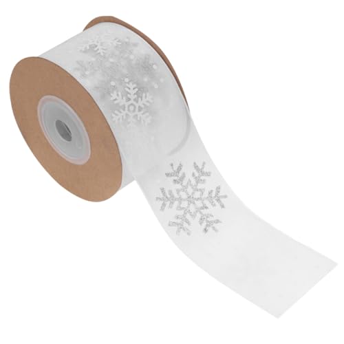 ORFOFE Breites Weihnachts geschenkband mit Schneeflockenmuster Lang Glitzerndes Deko band für Geschenkverpackung Wiederverwendbar Festliche Weihnachtsdeko für Baum und Party von ORFOFE