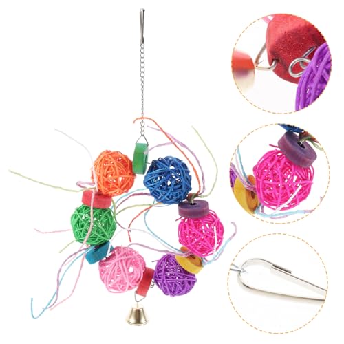 ORFOFE Buntes Papageien Kauspielzeug aus Rattan für Vogelkäfig Zubehör Robustes Futtersuchspielzeug für Nymphensittiche und Cockatiels Fördert Beschäftigung und Beschäftigung im Käfig von ORFOFE