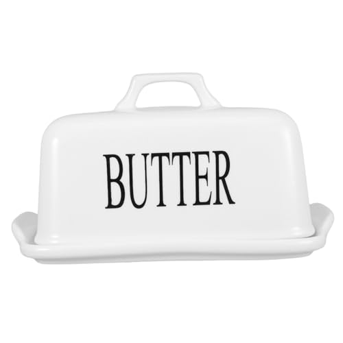ORFOFE Butterdose Vintage Butter Dish Butterschüssel Für Kühlschrank Butter Knackiger Butterhalter Für Die Theke Butteraufbewahrung Für Die Theke Weiß Keramik von ORFOFE