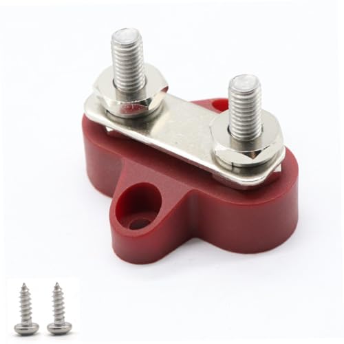 ORFOFE Doppelpoliger Anschlussbolzen Verteilerblock Rot für Auto Boot Sammelschiene Heavy Duty Glasfaserverstärktes Nylon Gehäuse für Lkw Wohnmobil von ORFOFE