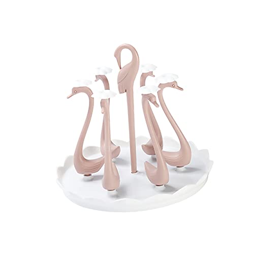 ORFOFE Drehbarer Stangen Becherhalter mit Schwan Design Rosa Abtropfgestell für und Gläser Langlebig Dekorativ für Zuhause Restaurant und Hotel Platzsparende Aufbewahrung von ORFOFE