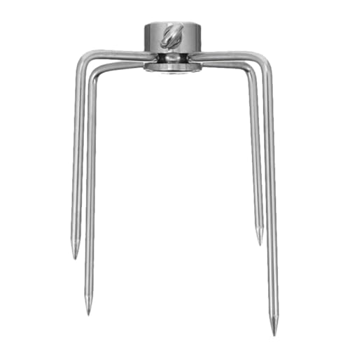 ORFOFE Edelstahl Grillgabel für Drehspieß Verchromte Rotisserie Fleischgabel mit Feststellschraube Rostbeständige Metallspieße für BBQ Camping und Outdoor Grillzubehör Leicht und von ORFOFE