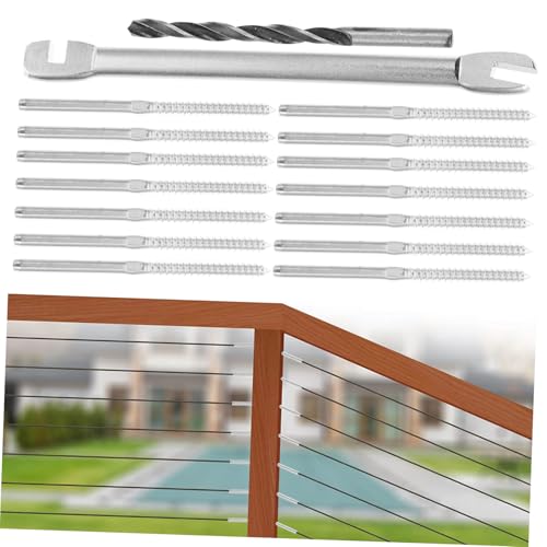 ORFOFE Edelstahl Stahlseil Treppengeländer Kit Drahtseil Zubehör mit Gewindeschrauben für Holzpfosten Montage ohne Spannschlösser Sichtfreies Kabelgeländer für Terrasse und Treppe Teilig von ORFOFE