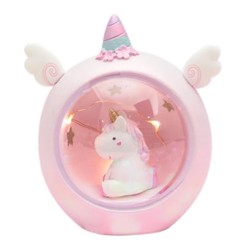 ORFOFE Resin Nachtlicht Niedliche Tischlampe Für Schlafzimmer Dekoration Für Kindergeburtstag Und Festlichkeiten Bezaubernder Einhorn-lampenschmuck von ORFOFE