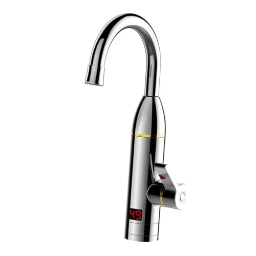 ORFOFE Elektrischer Durchlauferhitzer Wasserhahn mit LED Digitalanzeige Silber Küchenarmatur Sofortige Warm und Kaltwasserregelung Biegbarer Auslauf Einfache Installation von ORFOFE