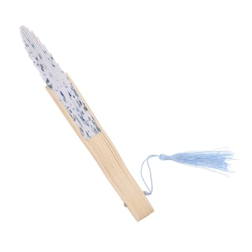 ORFOFE Faltfächer Falten Lüfter kühlen Handheld -Fan Handgebläse Tragbar Faltlüfter Kühlung Handfächer für Frauen Handventilator Lüfter im antiken Stil Bambus Blau von ORFOFE