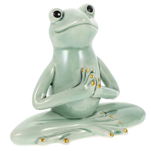 ORFOFE Yoga Frosch Tee Haustier Keramik Handwerk Frosch Figurine Desktop Frosch Statue Für Hause von ORFOFE