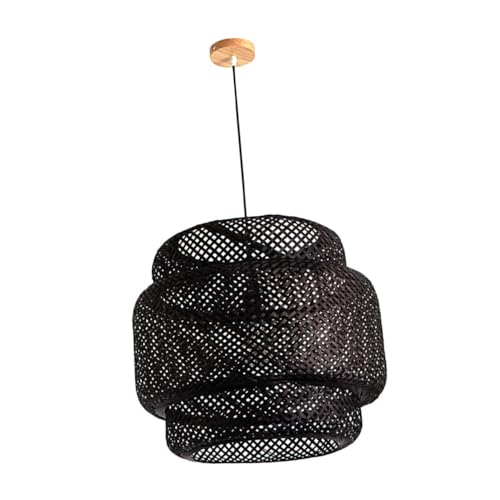 ORFOFE Geflochtener Lampenschirm Hängelampe Schwarz Dekorative Deckenleuchte für Wohnzimmer Esszimmer Restaurant Ohne Leuchtmittel ORFOFE Geflochtener Lampenschirm Hängelampe Schwarz Dekorative Deckenleuchte für Wohnzimmer Esszimmer Restaurant Ohne Leuchtmittel von ORFOFE