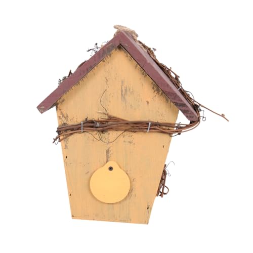 ORFOFE Hängendes Holz-vogelhaus mit Rotem Schrägdach Wetterfeste Ländliche Garten-deko Handgefertigtes Modell Robustes Outdoor-Haus für Gartenvögel und Heimdekoration von ORFOFE