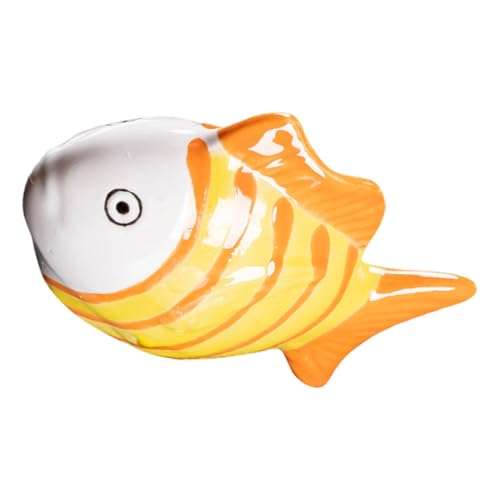 ORFOFE Handbemalte Keramik Schwimmende Fischdekorationen Realistische Gestreifte Aquariumfiguren Langlebige Künstliche Schwimmende Fischornamente für Teich Aquarium und Garten von ORFOFE