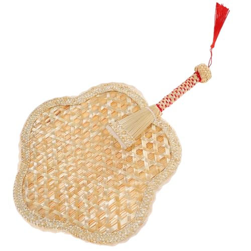 ORFOFE Handgefertigter Natürlicher Handfächer Geflochtene Kühlung Leichter Vintage Fächer für Sommerparty Strand Wanddekoration und Tanzrequisiten Runde Form Stilvolle Handheld Fans von ORFOFE