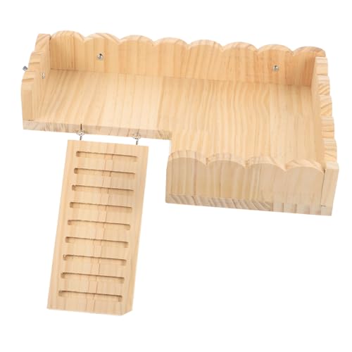ORFOFE Holzplattform mit Leiter für Kleintiere Teiliges Stabile Hamster und Meerschweinchen Spielplattform Leicht Montierbar Glatte Oberfläche als Kletter und Ruheplatz im Käfig von ORFOFE