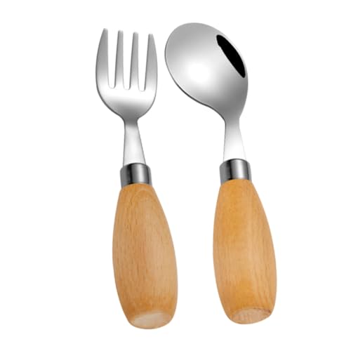 ORFOFE Kinderbesteck set aus Edelstahl mit Gebogenem Lern gabel und Löffel Bpa frei Wiederverwendbar für Kleinkinder Reisen und Lunchbox Einfache Reinigung Fördert Selbstständiges Essen von ORFOFE