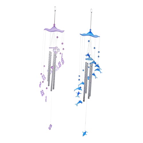 ORFOFE Ozean-Dekor 2st Delphin-Blumen-Windspiel Glockenspiel Zum Aufhängen Garten Chimes Deko Glockenspiel Ton Windspiele Windglocke Draußen Wind Chime Baby Luftkanal Glücklich Aluminium von ORFOFE