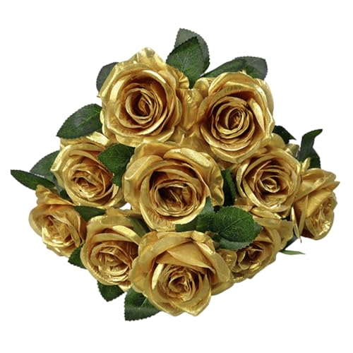 ORFOFE Künstliche Herbstblumen Zur Dekoration Goldene Blumen Als Tischdekoration Rosenstrauß Als Tischdekoration Für Den Esstisch von ORFOFE
