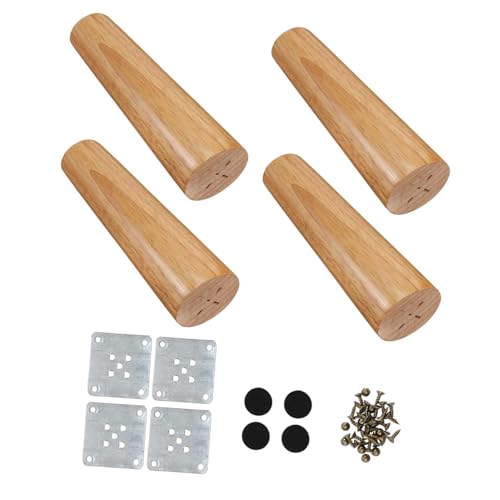 ORFOFE Massive Holz Möbelfüße mit Montageplatten und Schrauben Nordischer Stil Eichenholz Möbelbeine für Sofa Tisch Stuhl Schrank Inklusive Schutzpads Langlebig und Vielseitig Einsetzbar von ORFOFE