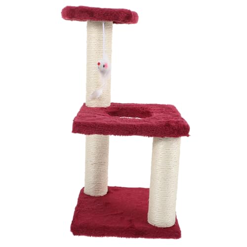 ORFOFE Mehrschichtiger Kratzbaum für Katzen aus Widerstandsfähigem Sisal mit Integriertem Kratzfest Rutschfester Boden für Wohnungskatzen und Kätzchen zum Klettern und Weinrot von ORFOFE