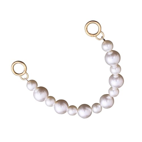 ORFOFE Perlenkette Handtaschenriemen Metallkette Weiß DIY Tasche Ersatzriemen mit Karabinern Damen Zubehör für Umhängetasche und Handtasche von ORFOFE