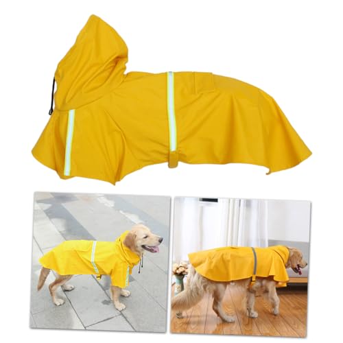 ORFOFE Reflektierender Hunderegenmantel XL Gelb Leicht Mit Kapuze Für Mittelgroße Und Große Hunde Schutz Bei Nasser Witterung ORFOFE Reflektierender Hunderegenmantel XL Gelb Leicht Mit Kapuze Für Mittelgroße Und Große Hunde Schutz Bei Nasser Witterung von ORFOFE