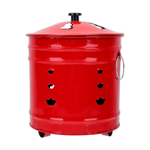 ORFOFE Robuster Roter Emaille Eimer für Haushalt Hitzebeständiger Verbrennungsofen mit Glatter Oberfläche Stabiler Wärmeschutz Vielseitiger Outdoor incinerator zur Sicheren von ORFOFE