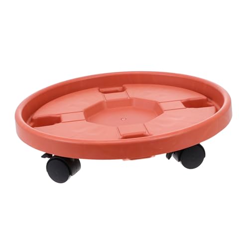 ORFOFE Robuster Runder Pflanztopfständer mit Dicker Kunststoff Verschiebbar Integrierter Wasserschale Umweltfreundlich Vielseitig Einsetzbar für Innen Außenbereich Braun von ORFOFE