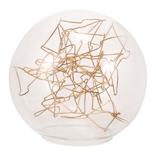 ORFOFE Runder Glas Lampenschirm mit Goldfarbenem Drahtdesign Langebiger Kugel Lampenschirm Ersatz für Deckenleuchte aus Robustem Glas und Aluminium Kreative Lichtwirkung von ORFOFE