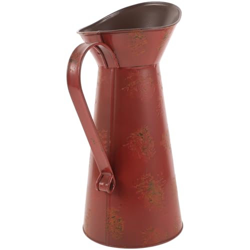 ORFOFE Rustikale Metallvase im Vintage Look Verzinkter Eisenblumeneimer mit Griff für Stilvolle Wohnraumdekoration Rot für Blumenarrangements Deko Element ORFOFE Rustikale Metallvase im Vintage Look Verzinkter Eisenblumeneimer mit Griff für Stilvolle Wohnraumdekoration Rot für Blumenarrangements Deko Element von ORFOFE