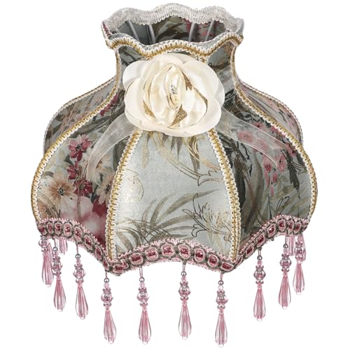 ORFOFE Schreibtischlampenabdeckung im Europäischen Eleganter Blumenlampenschirm mit Perlenverzierung für Tischlampen Leicht und Installieren für Zuhause von ORFOFE